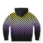 Non-binary Pride Black Contrast Checkered Pullover Hoodie Fashion Hoodie - AOP PRIDE MODE